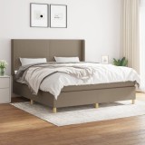 Gossi pat box spring cu saltea, gri taupe, 160x200 cm material textil