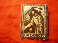 Serie 1 valoare Polonia 1984 - Pictura El Greco , Ziua Timbrului Espana &amp;#039;84 foto
