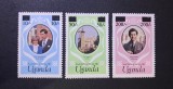 Uganda 1981 Nunta Regală Prințul Charles și Prințesa Diana Set Complet 3 Timbre MNH Neștampilat - A183