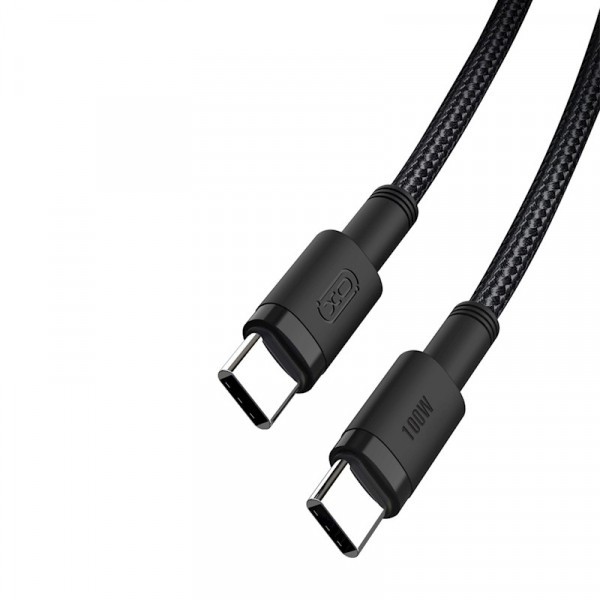 Cablu Date si Incarcare USB-C - USB-C XO Design NB-Q199, 100W, 1.5m, Negru