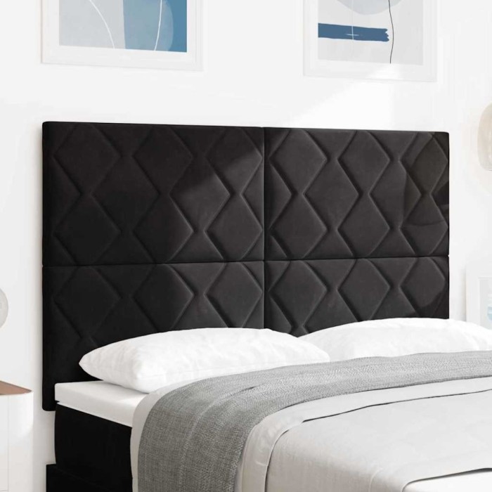 Tablie LED , design Diamond Blocks, neagră, 144 cm, din catifea