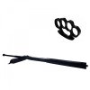 Set Baston Telescopic Otel Negru 64cm + Box Autoaparare IdealStore, Husa Curea, Compact 20cm
