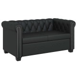 VidaXL Canapea Chesterfield cu 2 locuri, piele artificială, negru