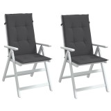 Perne scaun cu spătar &icirc;nalt, 2 buc. antracit 120x50x4 cm textil