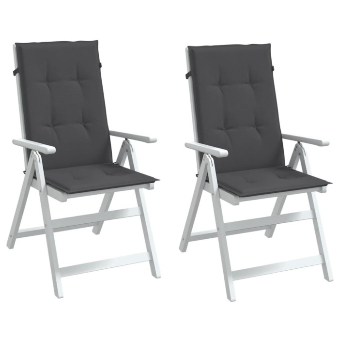 Perne scaun cu spătar &icirc;nalt, 2 buc. antracit 120x50x4 cm textil