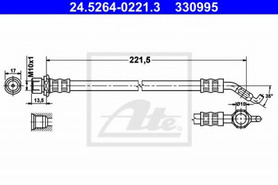 Conducta / cablu frana TOYOTA COROLLA (CDE12, ZZE12, NDE12, ZDE12) (2001 - 2007) ATE 24.5264-0221.3 foto