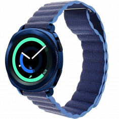 Curea piele Smartwatch Samsung Gear S2, iUni 20 mm Blue Leather Loop foto