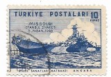 Turcia - Vizita navei de lupta americane Missouri la Istanbul, 1946, valoare obliterata