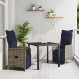 Cumpara ieftin Set de masă pentru grădină 3 pcs Gri poliratan
