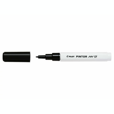 Marker cu vopsea Pintor Pilot 0.7 mm varf rotund Negru Ef foto