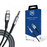Cablu Audio USB-C - 3.5mm 3MK, 1m, Negru, Universal