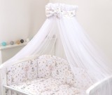 Baldachin din tul, Funda din bumbac, imprimeu lenjerie Circ Roz, Amy 300x160 cm, Suport de prindere inclus, 153h cm