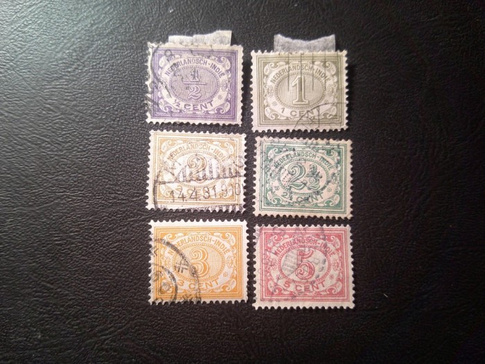 Serie Indiile Olandeze 1902 Cifra , 6 valori stampilate