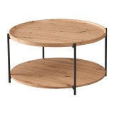 Cumpara ieftin Masuta de cafea MDF stejar artisan metal negru Lapis 80x40 cm