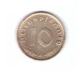 Moneda Germania 10 pfennig 1938 A, stare buna, curata