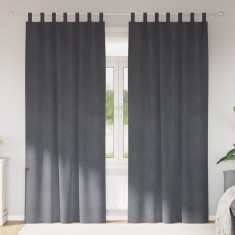 vidaXL Draperii opace cu aga?atoare, 2 buc., gri deschis, catifea foto