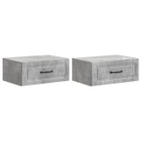 vidaXL Dulap de noapte suspendat 2 pcs Gri Beton 49 x 34,5 x 20 cm 899302