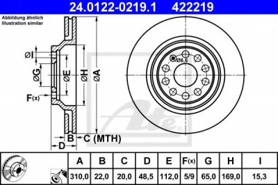 Disc frana SKODA SUPERB III (3V3) (2015 - 2016) ATE 24.0122-0219.1 foto