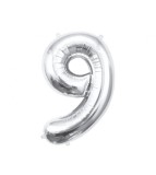 Balon folie sub forma de cifra, argintiu, 85 cm-Tip Cifra 9