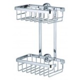 Etajera autoadeziva pentru baie Aluxx cu 2 rafturi din aluminiu cromat - Tesa 40211