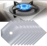 Set 8 Folii Protectie Aragaz Fibra Sticla Teflon Argintiu Universal Plita Gaz