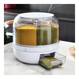 Dispenser cereale rotativ/alimente uscate, 6 compartimente, 7.5 litri, baza rotativa