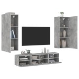 vidaXL Unități TV de perete, 5 piese, gri beton, lemn prelucrat 3216542