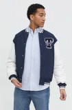 Tommy Jeans geacă bomber bărbați, culoarea bleumarin, de iarna, oversize DM0DM18702