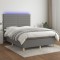 vidaXL Pat cu arcuri, saltea și LED, gri &icirc;nchis, 140x190 cm, textil 3135510