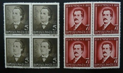 Romania LP 130 , M. Eminescu , bloc de 4 , MNH/** foto