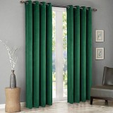 Cumpara ieftin Set draperii din catifea cu inele maro, Premium, 200x210 cm, densitate 700 g/mp, Verde Smarald, 2 buc