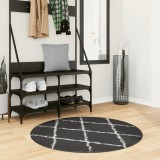 vidaXL Covor pufos &quot;PAMPLONA&quot; fire &icirc;nalte negru/crem modern &Oslash; 100 cm