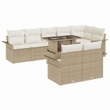 VidaXL Set de canapele pentru grădină cu pernă 9 pcs Bej Rattan poli