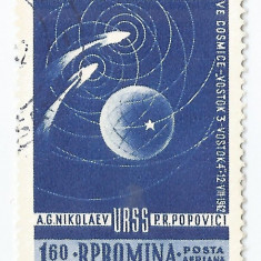 **Romania, LP 547/1962, Primul zbor in grup - Vostok 3 si 4, eroare, oblit.