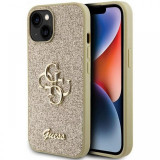 Guess Husa Fixed Glitter 4G Metal Logo iPhone 15 Auriu