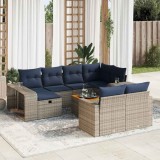 vidaXL Set canapele de grădină cu perne, 11 piese, gri, poliratan 3326085