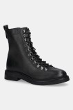 Answear.LAB bocanci de piele culoarea negru, cu toc plat