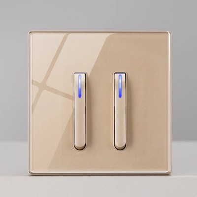 Intrerupator modern, design clape pian, 220V, 10A, 2 clapete pian, UE standard, Intrerupatoar de perete, auriu foto