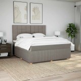 vidaXL Pat continental cu saltea, gri taupe, 180x200 cm, textil