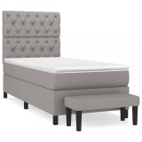 Cumpara ieftin Pat continental cu saltea, gri deschis, 80x200 cm, textil