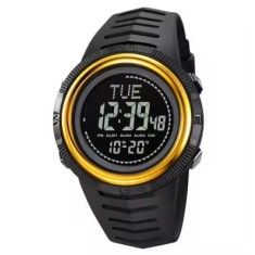 Ceas barbatesc de mana Skmei Casual Digital Fashion Compass Sport Alarma Negru Auriu