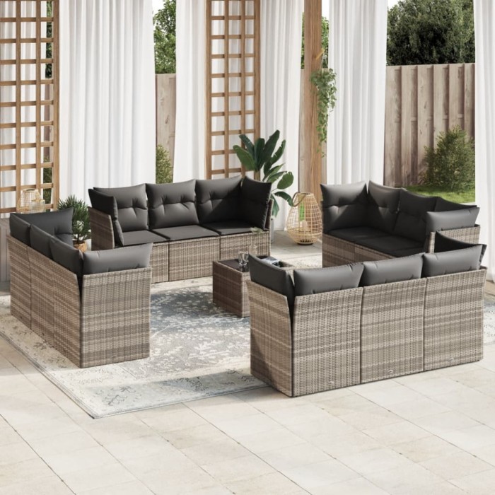 Gossi set canapele de gradina cu perne, 13piese gri deschis poliratan