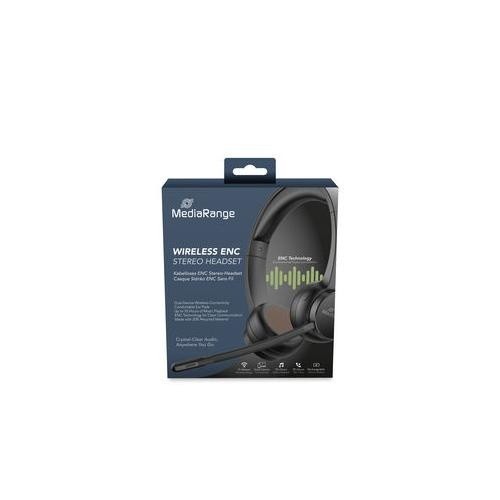 MediaRange Wireless ENC Stereo Headset with rotatable microphone arm, Function