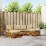 vidaXL Seturi de canapele 6 pcs Natural și Bej Lemn Solid de Acacia 3375238