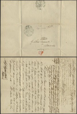 Spain 1853 Stampless Cover + Content Poggio Mirteto to Collevecchio D.1048 foto
