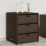 vidaXL Dulap Depozitare Gradina, Maro, 55x59x69cm, Poliratan, 3 Sertare, Otel Vopsit, Organizator Exterior, Rezistent Intemperii