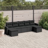 Cumpara ieftin Set canapele de grădină cu perne, 7 piese, negru, poliratan