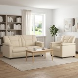 Set de canapea 2 pcs Crem Piele artificiala