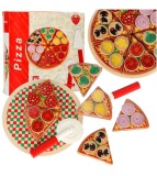 Set de joaca din lemn, pizza cu accesorii, 20 cm, Oem