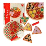 Set de joaca din lemn, pizza cu accesorii, 20 cm